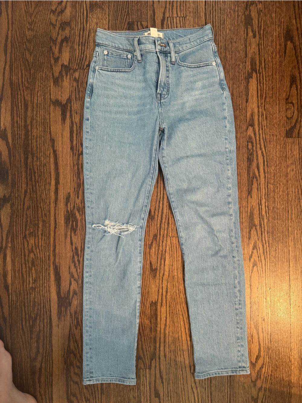 Madewell Light Blue Skinny Jeans with Knee Distress